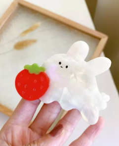 Bunny With Strawberry Hair Clip