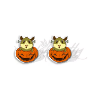 Jack-O'-Lantern Guinea Pig Stud Earrings - Halloween 2024