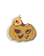 Jack-O'-Lantern Cockatiel Pin - Halloween 2024