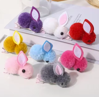 Colourful Bunny Pom Pom Hair-clip