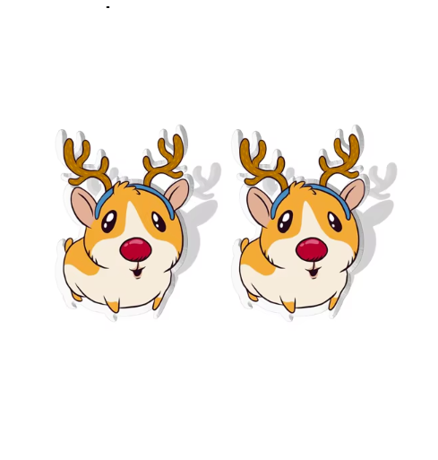 Reindeer Guinea Pig Stud Earrings - Festive Season 2024