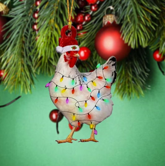 Chicken Wrapped In Lights Tree Decorations - Festive Season 2024