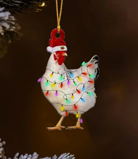 Chicken Wrapped In Lights Tree Decorations - Festive Season 2024