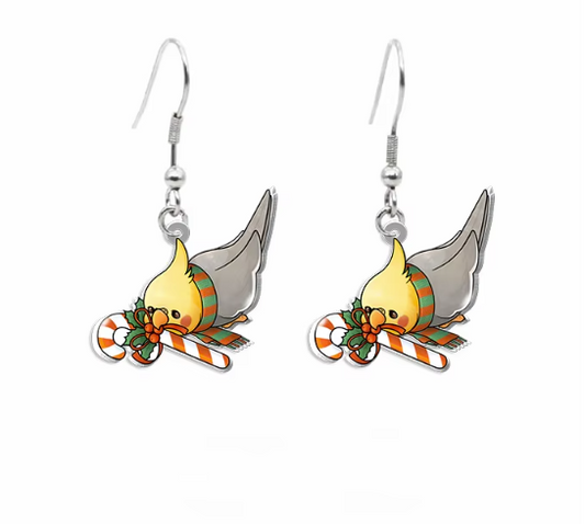 Festive Cockatiel Earrings - Festive Season 2024