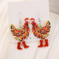 Festive Chicken In Boots Earrings - Festive Season 2024