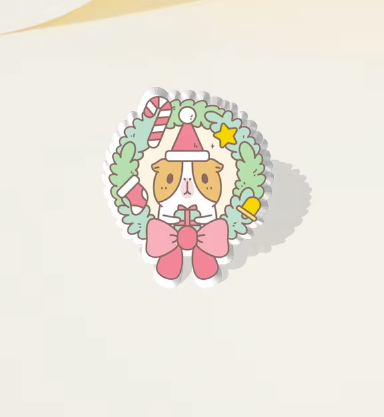 Guinea Pig in Seasonal Wreath Pin - Festive Season 2024