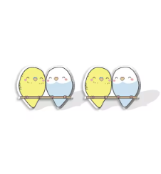 Cuddling Budgerigars Stud Earrings