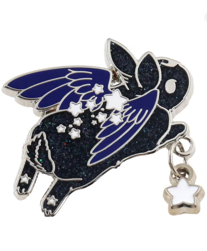 Black Bat Bunny Enamel Pin