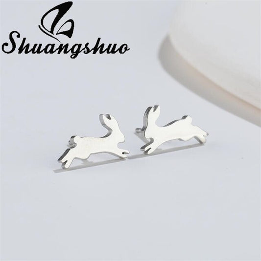 Jumping Rabbit Stud Earrings