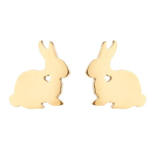 Rabbit Heart Stud Earrings