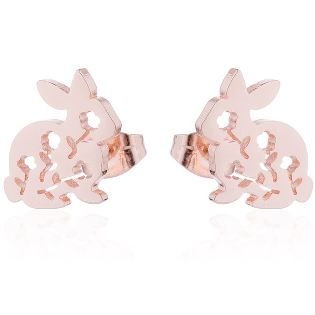 Floral Rabbit Stud Earrings - Main Image