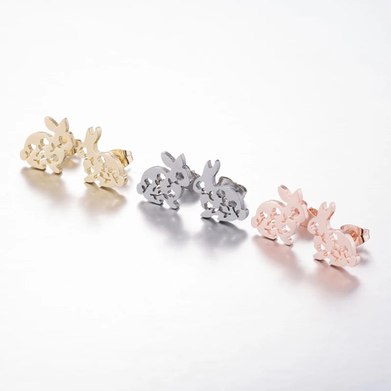 Bronze Rabbit Earring Floral Rabbit Stud Earrings – The Rabbit Doctors