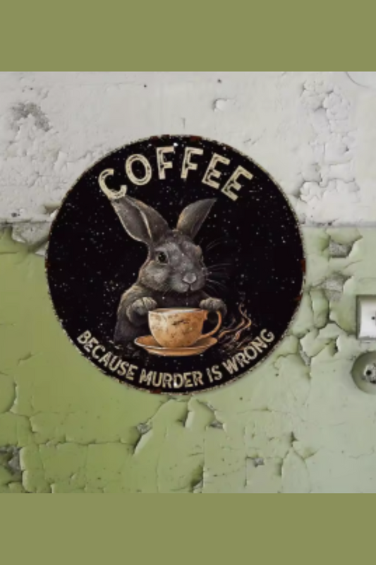 Coffee Because Murder Is Wrong - Metal Decorative Sign