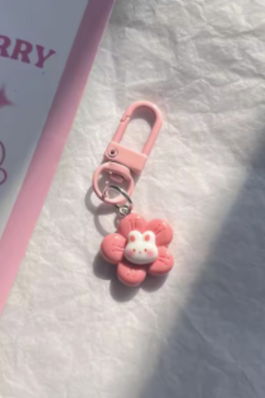 Bunny Keyring - Bunny Head in Flower