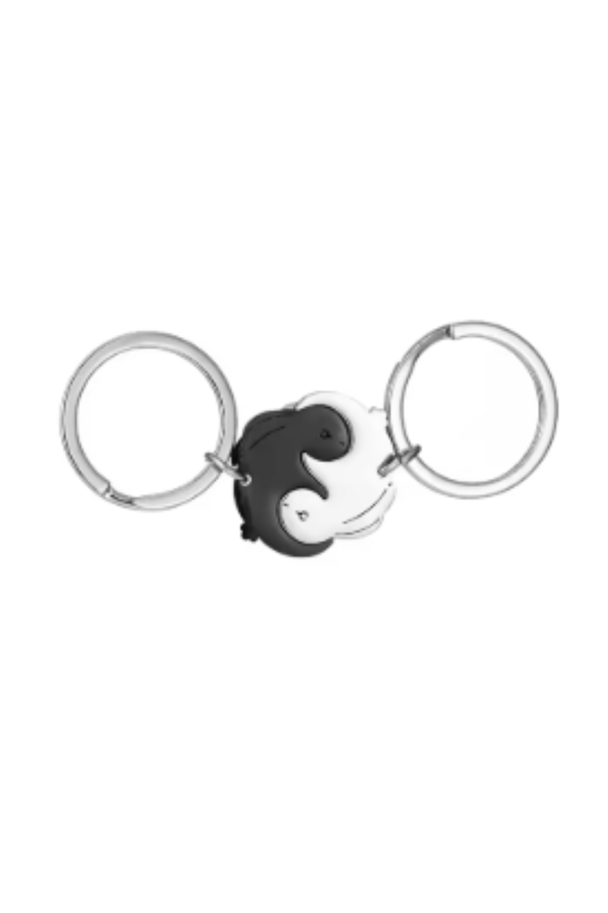 Yin Yang Metal Bunny Keyring - Black & Silver