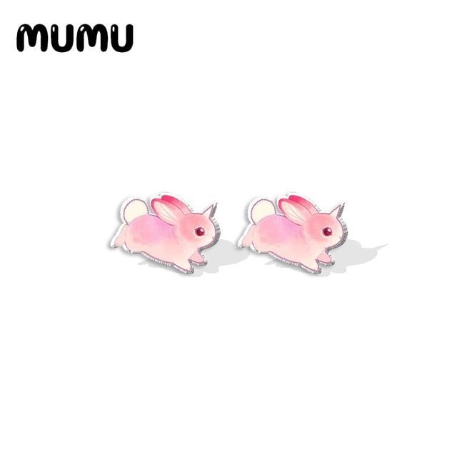 Pink Bunny-corn Stud Earrings