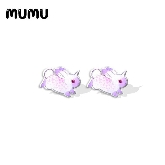 Purple Bunny-corn Stud Earrings