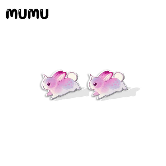 Purple-Pink Bunny-corn Stud Earrings