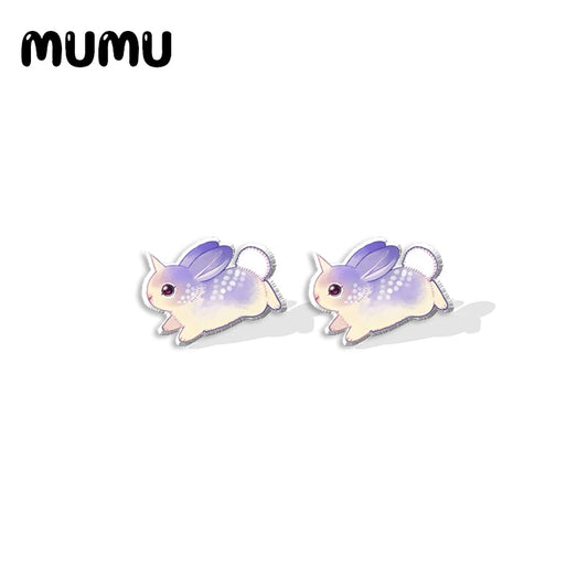 Purple-Yellow Bunny-corn Stud Earrings