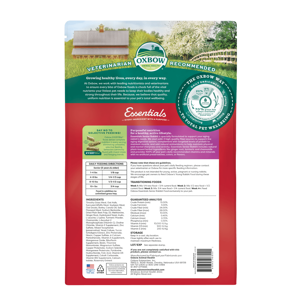 Oxbow Essentials Senior Rabbit Food – The Rabbit Doctors