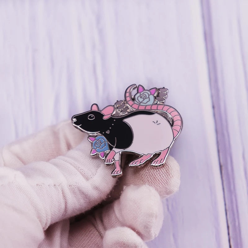 Floral Rat Enamel Pin