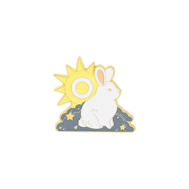 Sun Lemon Grey Rabbit Cloudy Sun Rabbit Enamel Pin – The Rabbit Doctors