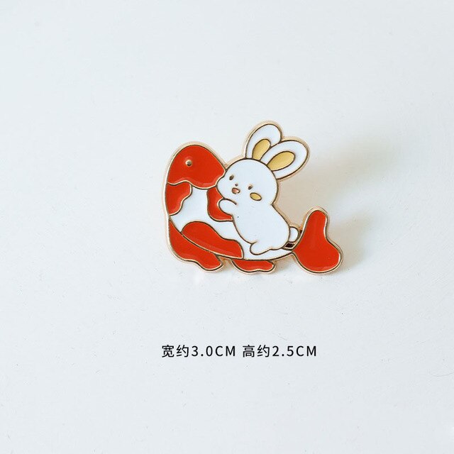 Koi and Rabbit Enamel Pin – The Rabbit Doctors