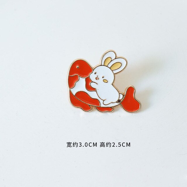 Koi and Rabbit Enamel Pin