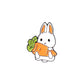 White Bunny Enamel Pin - Carrot