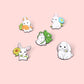 White Bunny Enamel Pin - White Daisy