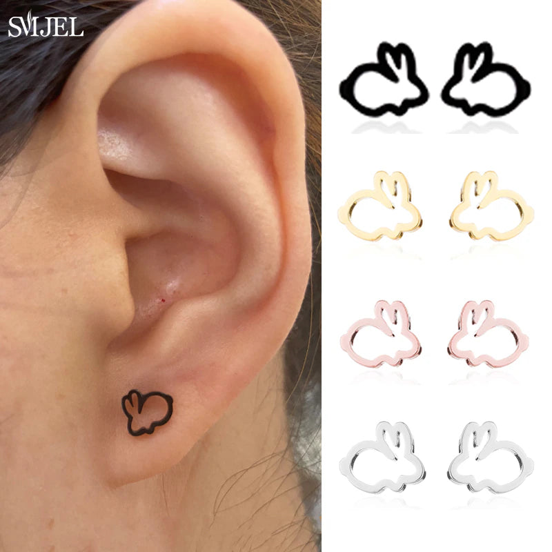 Rabbit Outline Stud Earrings